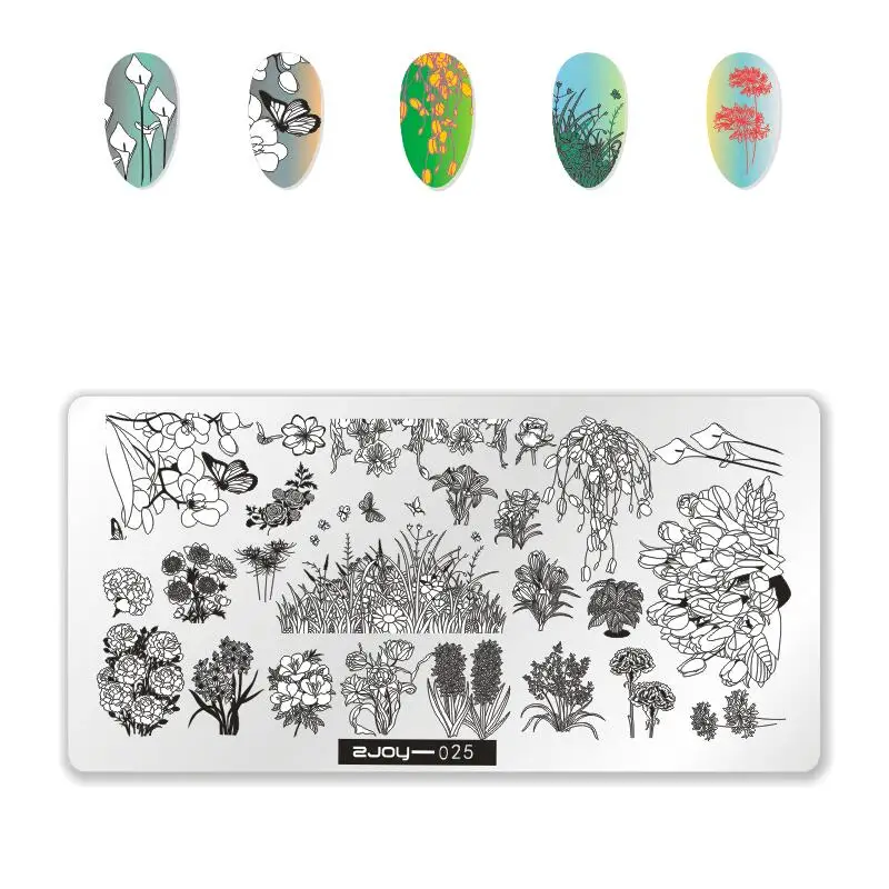 

1PC Rectangle Stamp Template Flower And Small Animal Series Design Stamping Plate Manicure Nail Art Stamp Tool