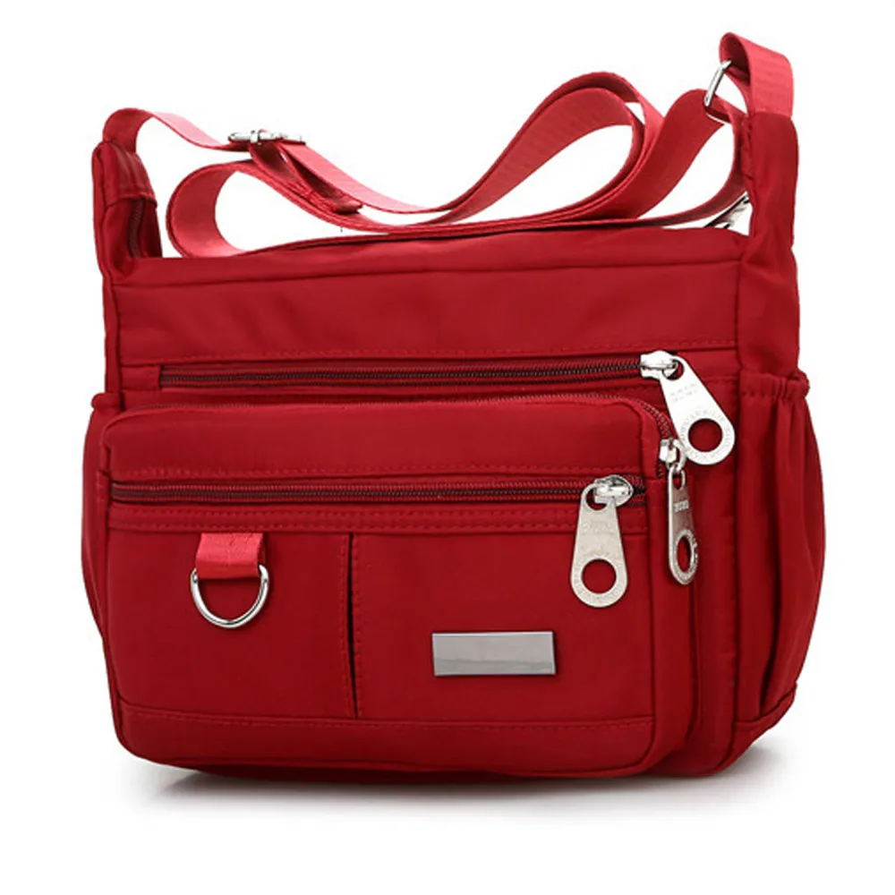 

2019 hot selling Women Fashion Solid Color Zipper Waterproof Nylon Shoulder Bag Crossbody Bag bolsa feminina #YL5