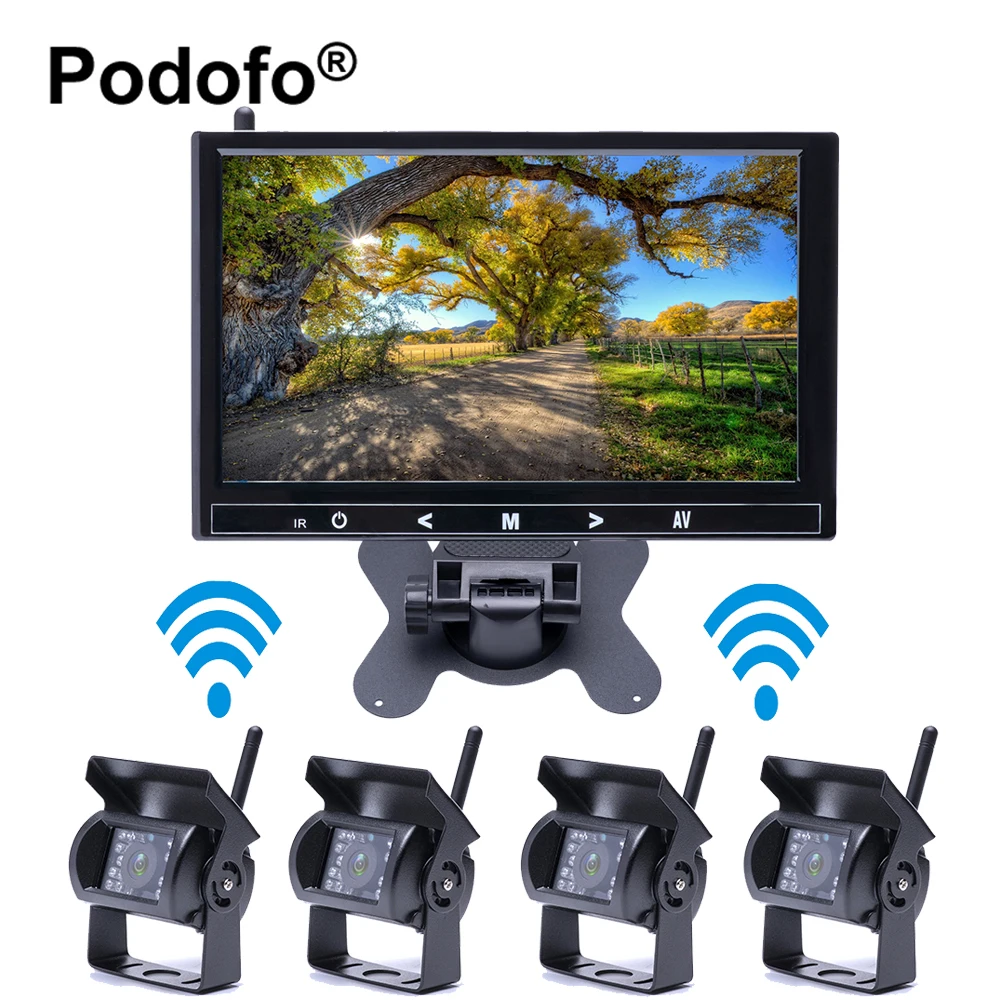 Podofo Wireless 4 Car Backup font b Cameras b font Waterproof 18 IR Night Vision with
