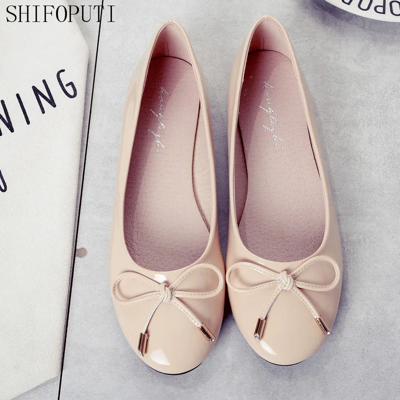 

2017 new flat bottom shallow mouth shoes bow shoes shoes ballet shoes