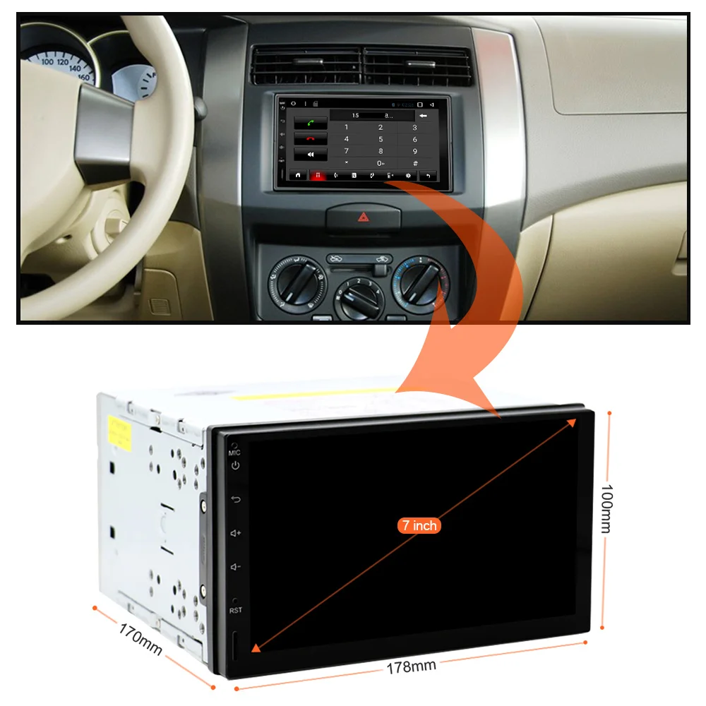 Perfect Eunavi 2 Din 7 inch Pure Android 8.1 tda7851 Universal Car Radio PC GPS Navi Stereo 2din Multimedia Capacitive touch screen usb 1