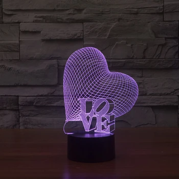 

Heart LOVE 3D Visual Illusion Lamp Transparent Acrylic Night Light LED Lamp 7 Color Changing Touch Table Lamp Valentine's Day