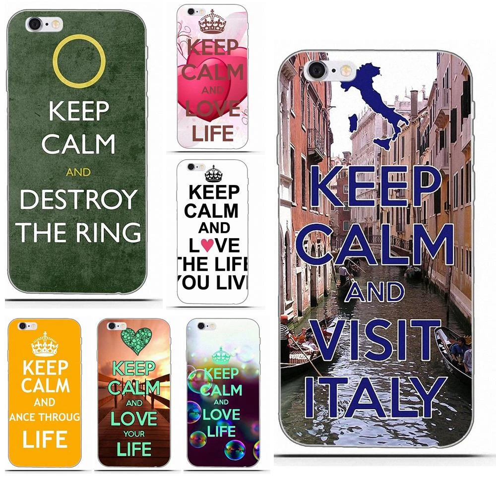 Soft TPU Coque Case Capa Keep Calm And Love Life For Apple iPhone X 4 4S 5 5C 5S SE 6 6S 7 8 Plus