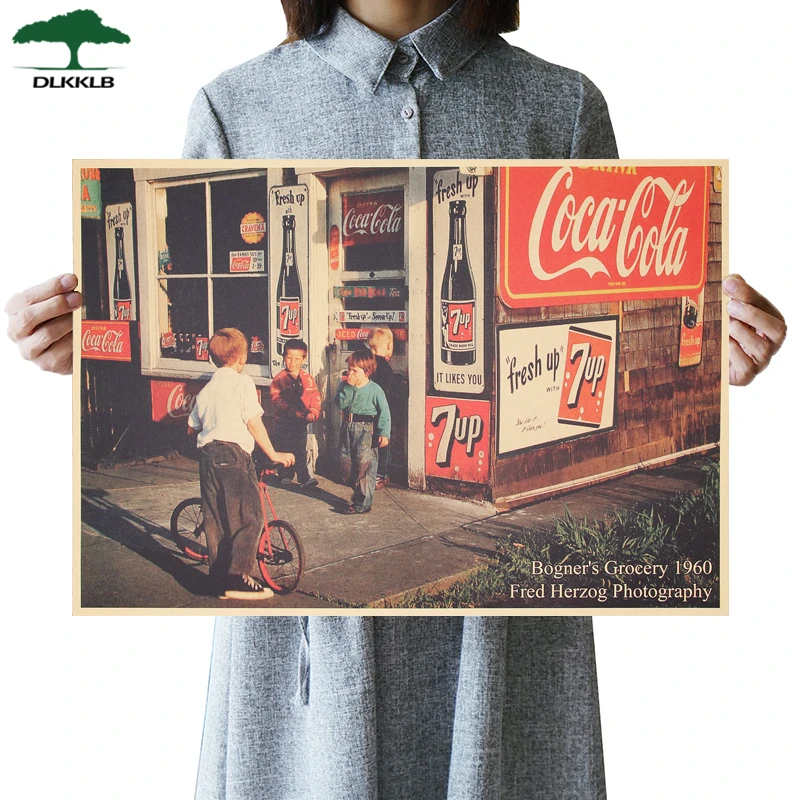 

DLKKLB Retro Poster American Street Shop Poster Vintage Kraft Paper Bar Cafe Decoration Wall Stickers Room Decoration Painting