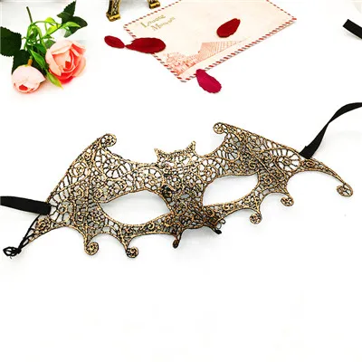 Neweat Bat кружева маска для Для женщин вечерние украшения для взрослых золотые кружева полые смешные маски Многоцветный маскарад Хэллоуин маска - Цвет: CLM005E