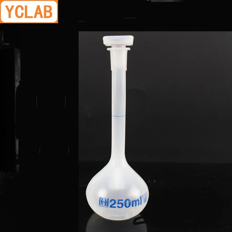 

YCLAB 250mL Volumetric Flask Polypropylene with one Graduation Mark and Stopper PP Plastic Laboratory Chemistry Equipment