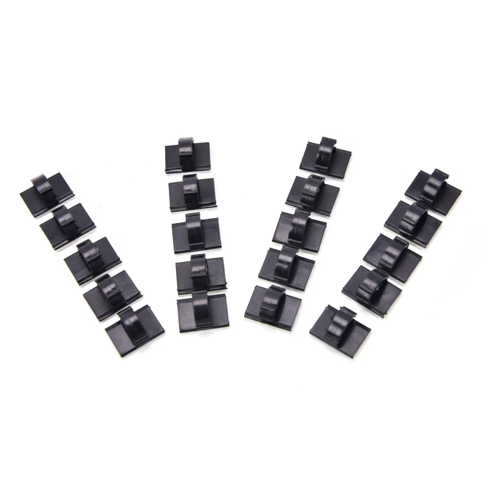 

20pcs/lot Desk Wall Cord Clamps Black Adhesive Car Cable Clips Cable Winder Drop Wire Tie Fixer Holder Organizer Management