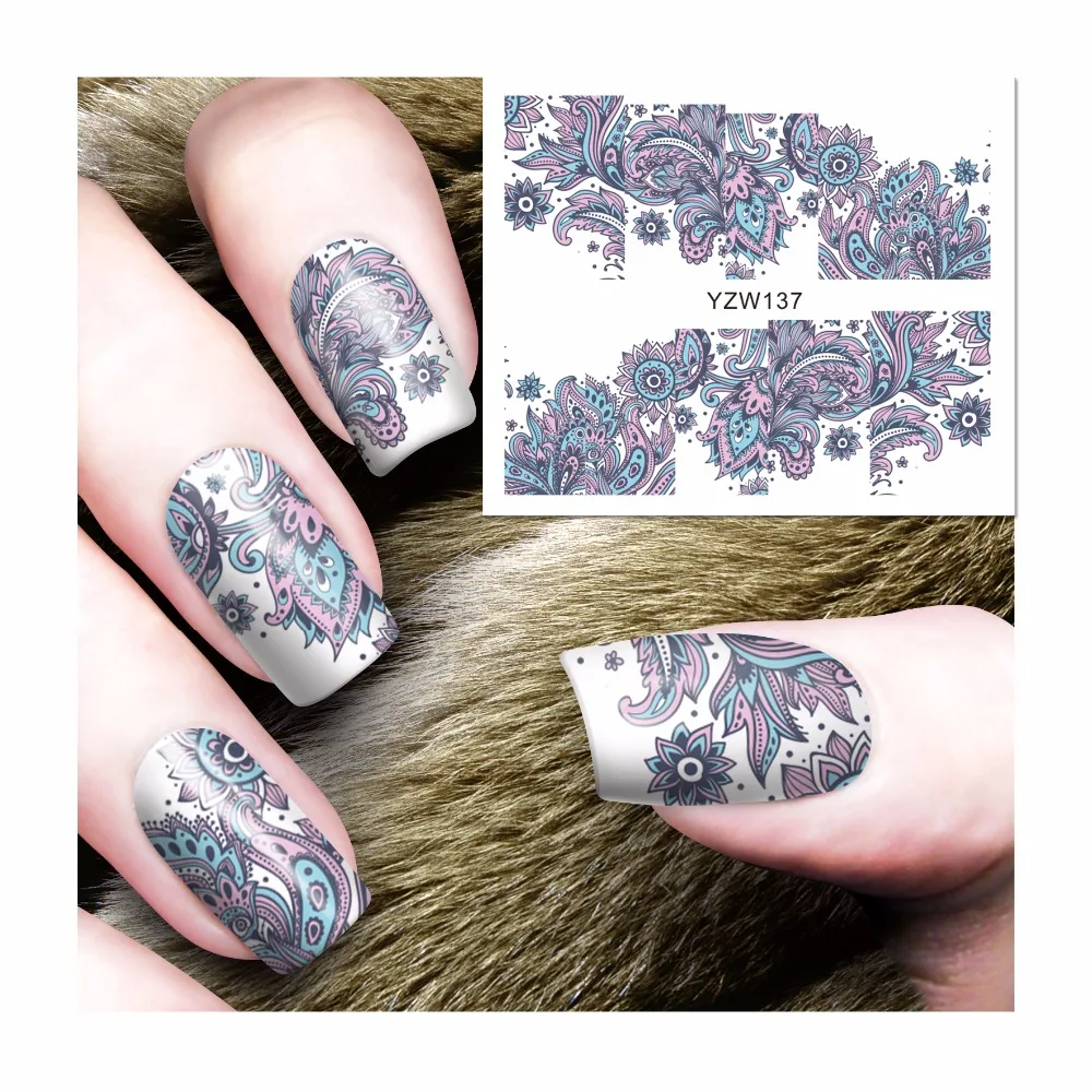 

YWK 1 Sheet Optional Water Transfer Nails Art Sticker Flower Owl Designs Nail Decals DIY Art Decoration Fingernail