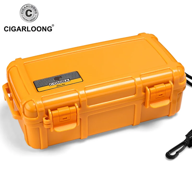 

CIGARLOONG NEW COHIBA Yellow Cigar Box Moisturizing Portable Waterproof Humidly Cigar Set Cigar Humidor Case CLA-0082