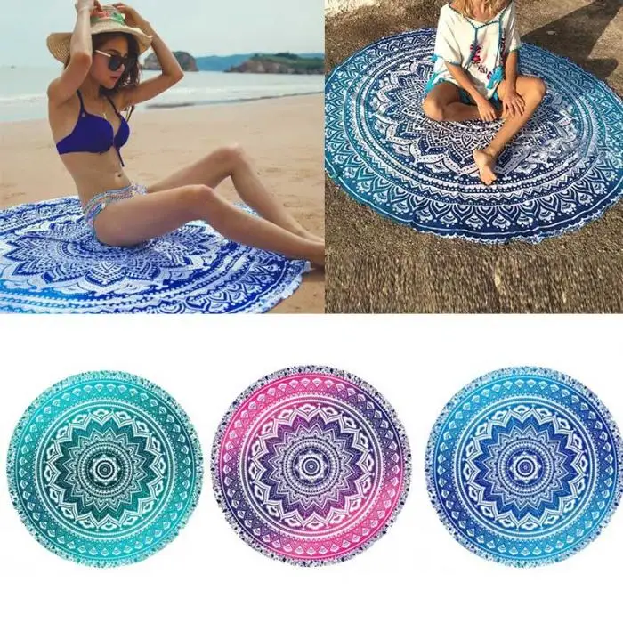 Mandala Round Tapestry Summer Beach Picnic Throw Rug Blanket Bohemia Mats LBShipping