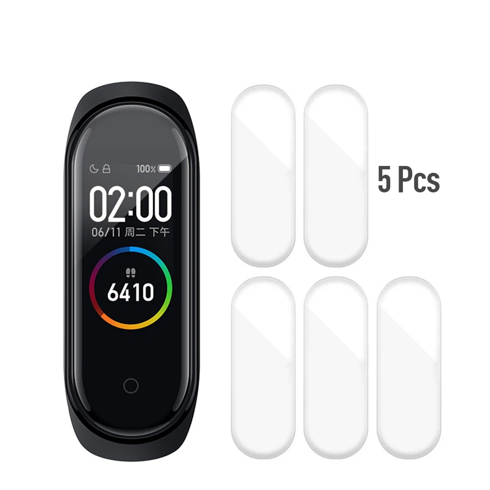 5 шт. защитная пленка из закаленного стекла для Xiaomi Mi Band 4, умный браслет, защита на весь экран, 3D Гидрогелевая пленка без стекла