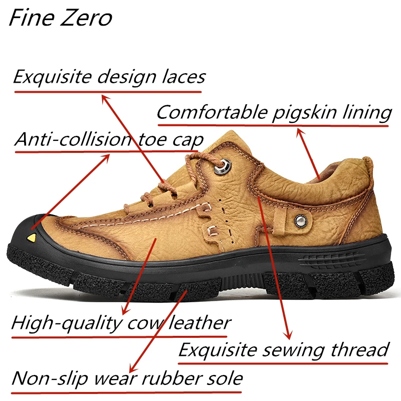 Men's Waterproof Hiking Shoes Travel Shoes Outdoor Non-slip Wear Hunting Sneakers Genuine Leather Trekking Climbing Sports Shoes