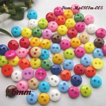 

200pcs 6mm 7/32" mixed color 2 holes round 6mm bread plastic tiny craft buttons plastic craft mini buttons sewing accessories
