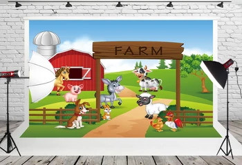

Farm Backdrop Red Barn Animals Photography Filming Booth Background Baby Shower Birthday Party Banner Decoration Photo Props