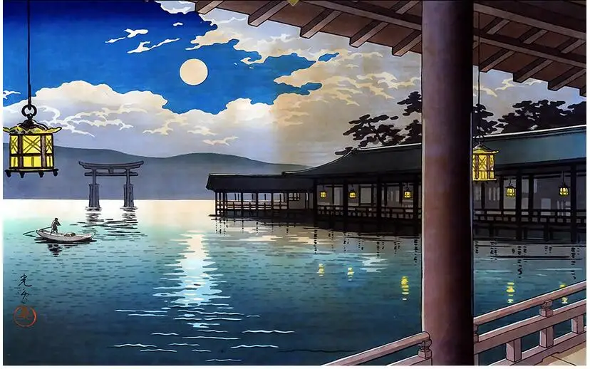 3d壁紙カスタム写真不織布壁画ウォールステッカー3 D日本庭園月明かりシーン絵画ルームの壁紙3d Aliexpress 家のリフォーム