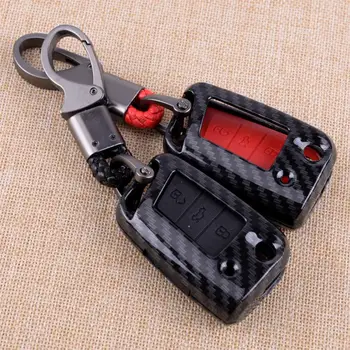 

CITALL Car Carbon Fiber Remote Key Cover Case Shell Chain High Quality Fit For Volkswagen VW Golf MK7