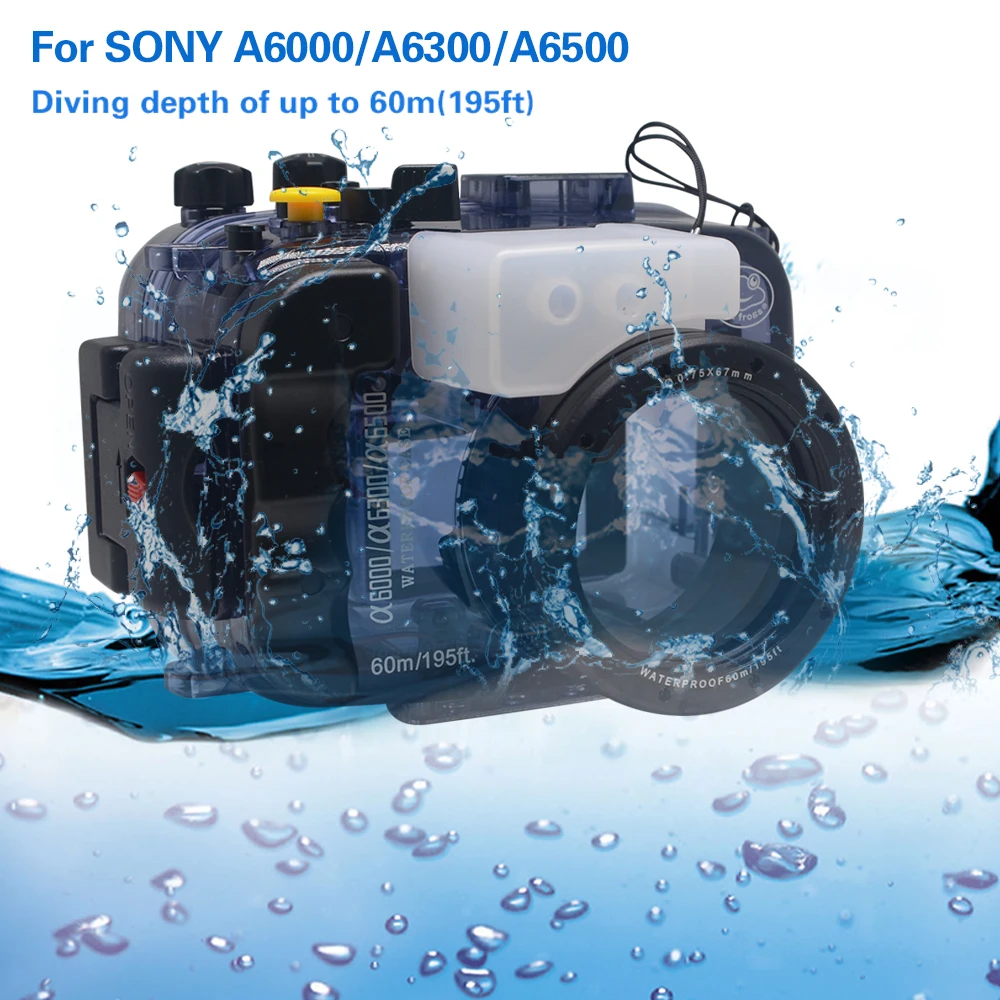 Mcoplus 60m 195ft Waterproof Box Underwater Housing Camera Diving Case for Sony A6500 A6300