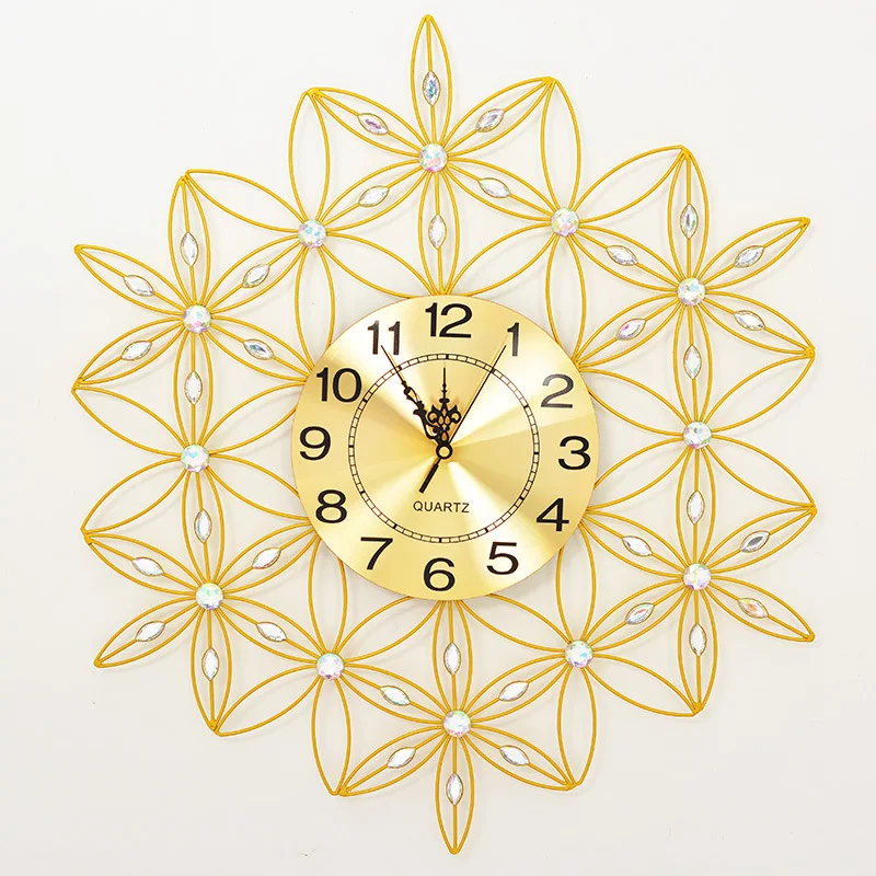

Large Metal Wall Clock Modern Design European Style Clear Crystal 3D Hanging Metal Clocks Big Dial Wall Watches Home Decor 70cm