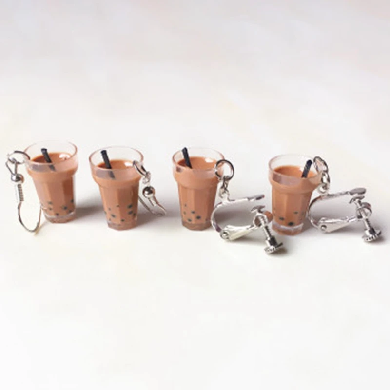 

Cute Unique Bubble Tea Drop Earrings Personality Resin Milk Tea Drink Earring For Girl Funny Party Jewelry Christmas Gifts
