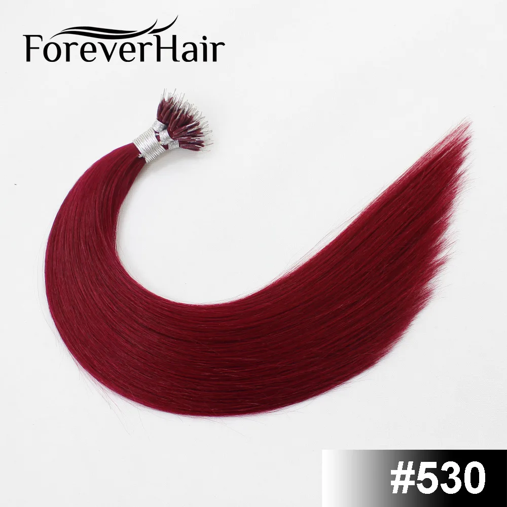 FOREVER HAIR европейские прямые кератиновые волосы с микро бусинами 0,8 г/локон 1" 18" 2" натуральные человеческие волосы Remy Nano Ring 50 шт - Цвет: #530