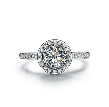 

Solid 18K White Gold Ring test positive 9mm 3CT Moissanite Engagement Ring Romantic Fine Jewelry Gift