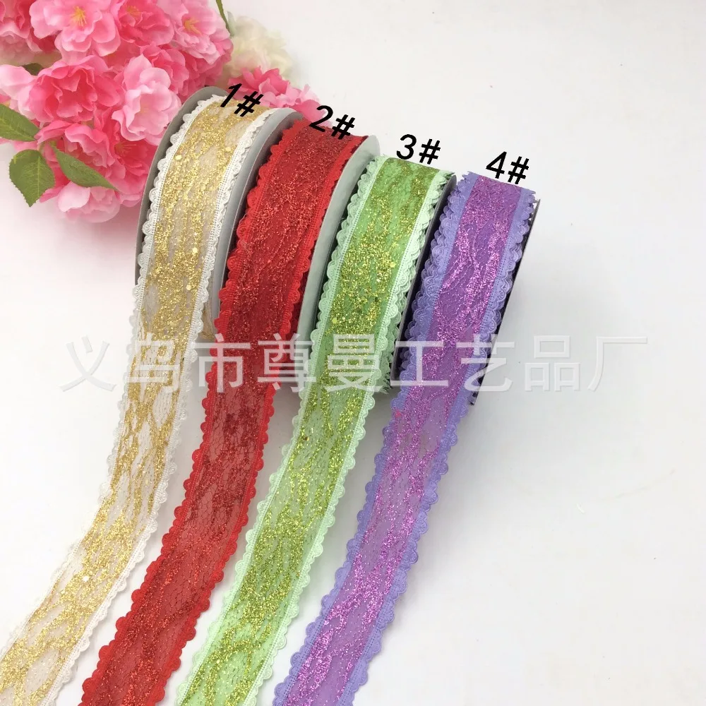 

Ribbon 3.8cm * 20 Yards Powder Orchid Belt Clothing Accessories Webbing Ultrasonic Embossing Belt Gift Box Packaging Supplies