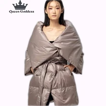 Дизайн зима женский 90% белая долго стиль пуховик женский куртки женские женские куртки