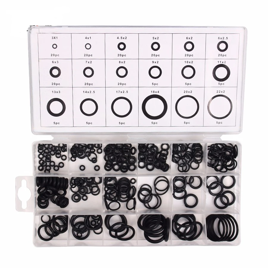 225 Pcs Kit Air Conditioning HNBR O Rings Seal Nitrile Rubber Car Auto