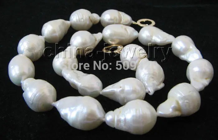 

Shipping Huge 22mm white Reborn Keshi baroque FW pearl necklace (C0309)