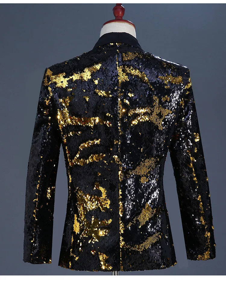 Sparkly Sequins Men Blazer Bar Male Singer Nightclub Stage Shawl Collar Suit Jackets Wedding Party Banquet Shiny Tuxedo Blazers