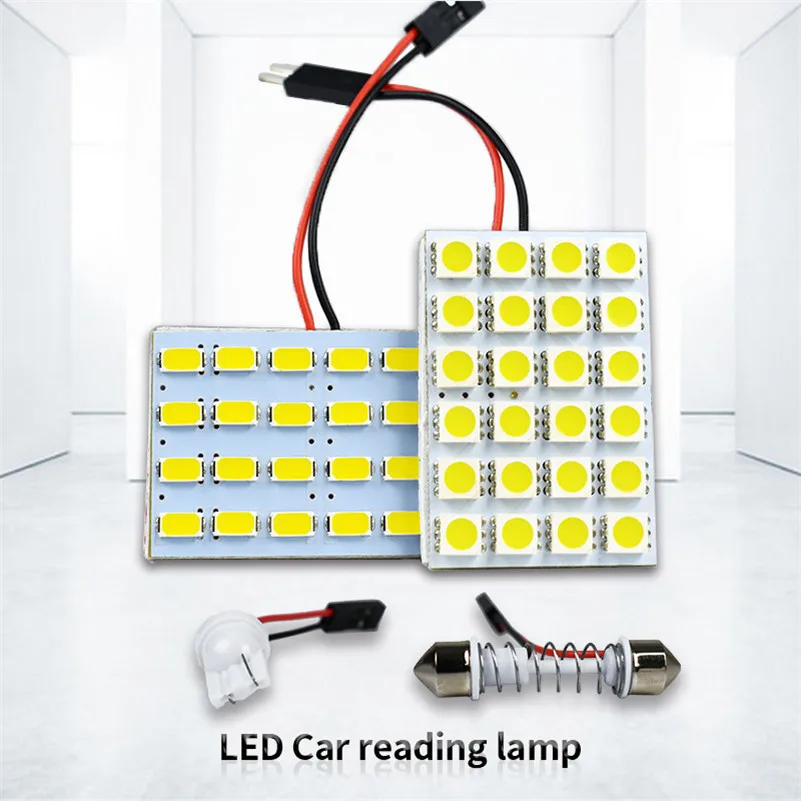 Белый T10 Cob 24 SMD Автомобильные светодиодные автомобильные панельные лампы для