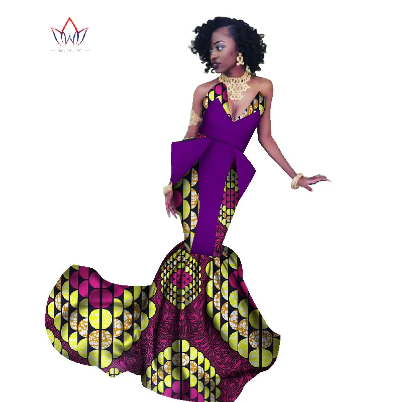 Летнее женское платье для Для женщин Русалка Длинные платья Формальные Анкара модное платье в африканском стиле из хлопчатобумажной ткани с принтом воск платье WY1300