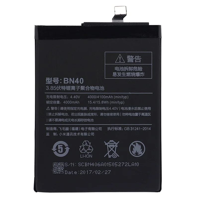Replacement Battery For Xiaomi Redmi 4 Pro Prime 3G RAM 32G ROM Edition Redrice 4 Hongmi 4 BN40 Genuine Battery 4000mAh Replacement Battery For Xiaomi Redmi 4 Pro Prime 3G RAM 32G ROM Edition Redrice 4 Hongmi 4 BN40 Genuine Battery 4000mAh