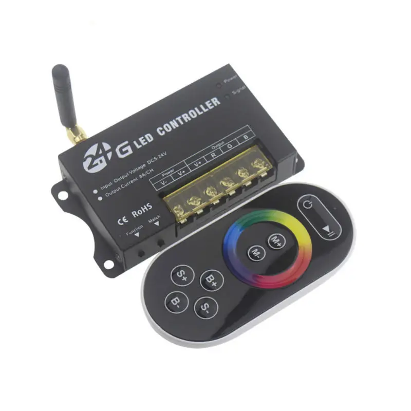 

dc 12v 24v rgb led controller 2.4G RF touch screen remote control 8a per channel for smd 5050 3528 led strip light output 3 ch