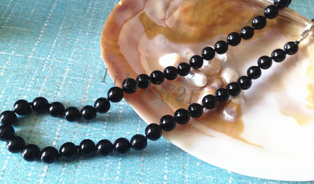 

Wholesale FREE SHIPPING >>> 8mm AAA Black South Sea Shell Pearl Beads Necklace 18