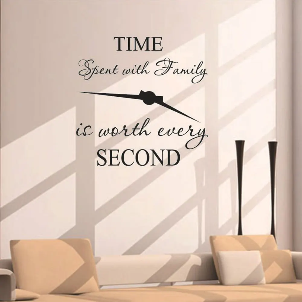 

Wall Decal Sticker Art Wall Stickers Unique Black PVC Clock Time Home Decor Living Room Background Family Room Decoration