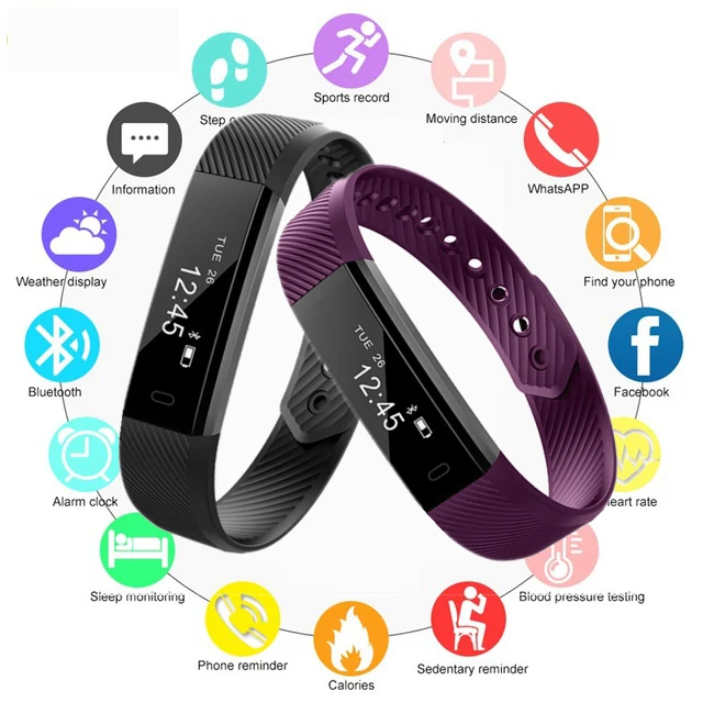 

New ID115 Smart Watch GPS Fitness Tracker Pedometer Heart Rate Monitor Smart Band Wristband for iPhone Xiaomi pk M3