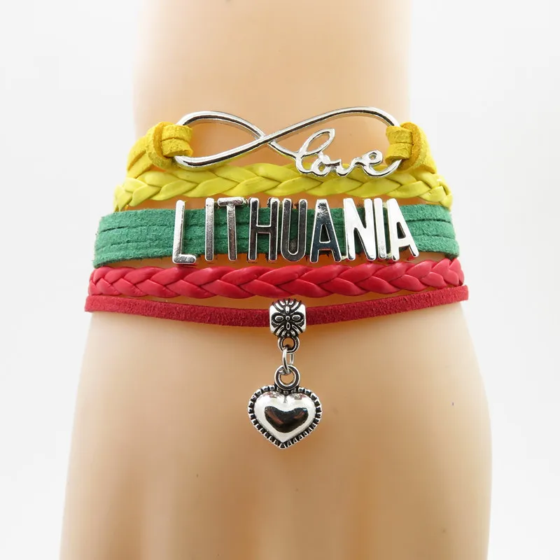 

infinity love lithuania Bracelet heart Charm bracelet lithuania country flag bracelets & bangles for Woman and man bracelets
