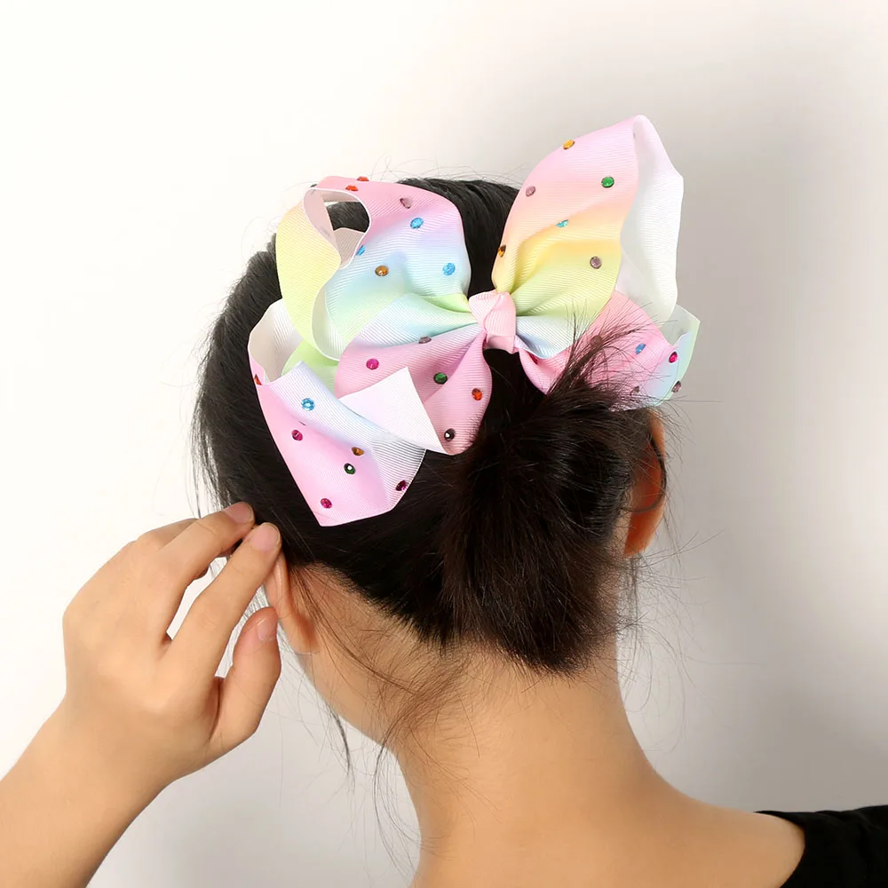 

2018 New Big bowknot hairpins multicolor diamond girl barrette large colorful bow hair clip Christmas Boutique Hair Accessories