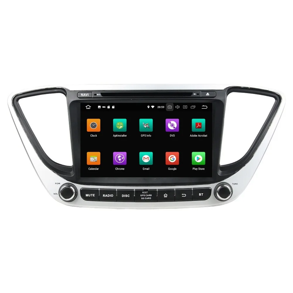 Perfect IPS Screen 4GB+32GB 2 din 8" Octa Core Android 8.0 Car Radio DVD Player for Hyundai Verna 2017 GPS WIFI Bluetooth TV USB DVR 4