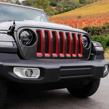 

Car Accessories For Jeep Wrangler SUV 2018 2019 Exterior Carbon Fiber Front Centre Grille Grill Protection Cover Molding Trim