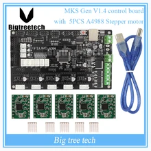 МКС Gen V1.4 управления совета Мега 2560 R3 платы RepRap Ramps1.4 совместим с USB и 5 ШТ. A4988 Для 3D принтер