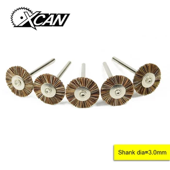 

XCAN 5pcs T style brown flat wheel brush 3.0mm shank Rotary tools set