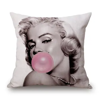 

17 Designs Retro Marilyn Monroe Throw Pillow POP art Print Linen Sofa Chair Cushion 18 Inches Square Living Room Pillows
