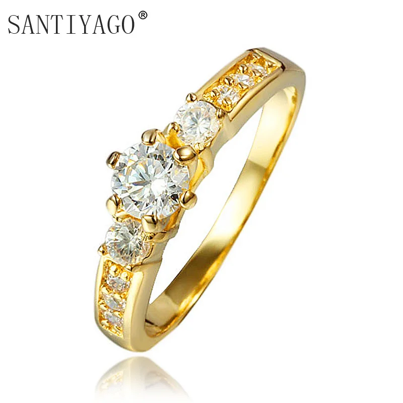

Real 18K Yellow Gold Jewelry Ring for Women with Zircon
