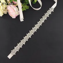 Ayicuthia ручной работы пояс невесты серебряные стразы свадебный пояс с украшением в виде кристаллов со стразами свадебные пояса и лента для свадьбы платье Y23