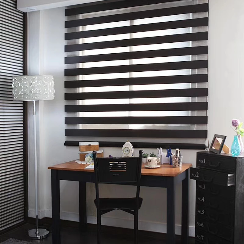 Roller Blinds Zebra Vision Blackout Daylight Window Home Office Multi Color Size 