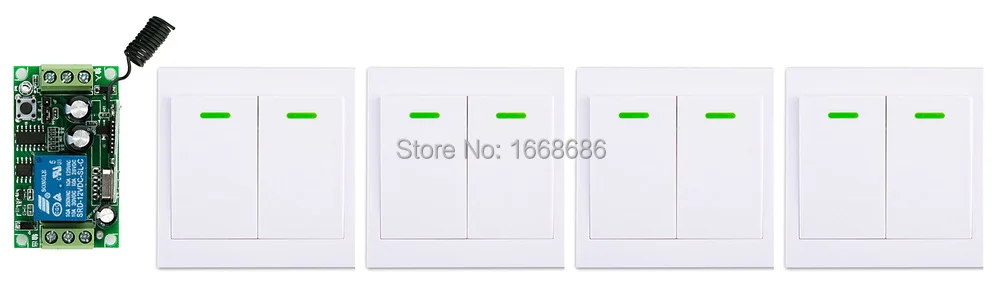 

New DC12V 1CH 10A RF Wireless Remote Control Switch System receiver & 4*White wall Panel Sticky relay Remote Smart Home Switch