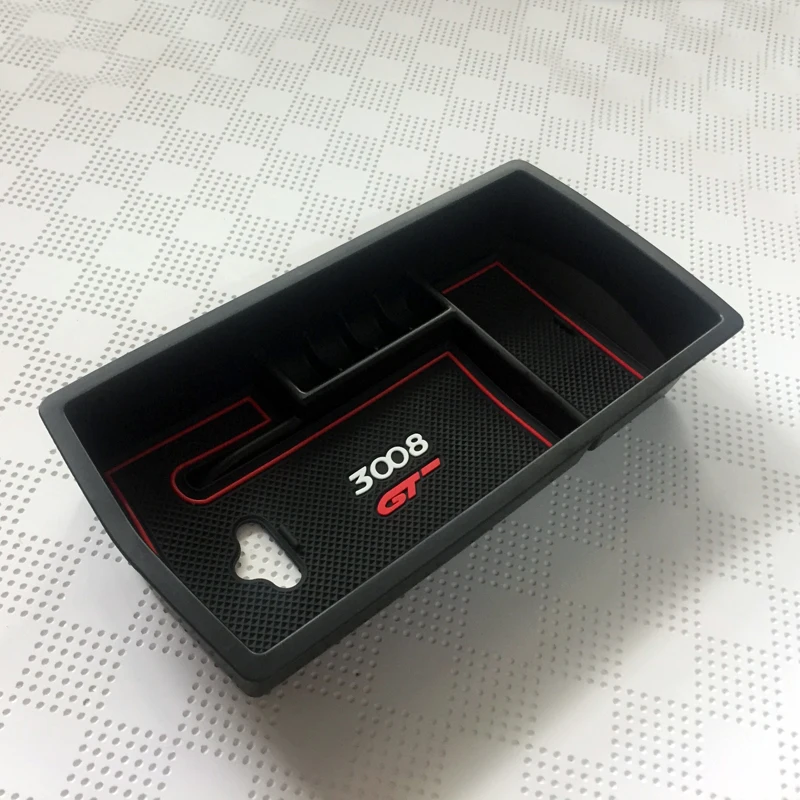 

For Peugeot 3008 GT 2016 2017 2018 Car Styling Interior Black Armrest Storage Organizer Box Container Stowing Tidying Case