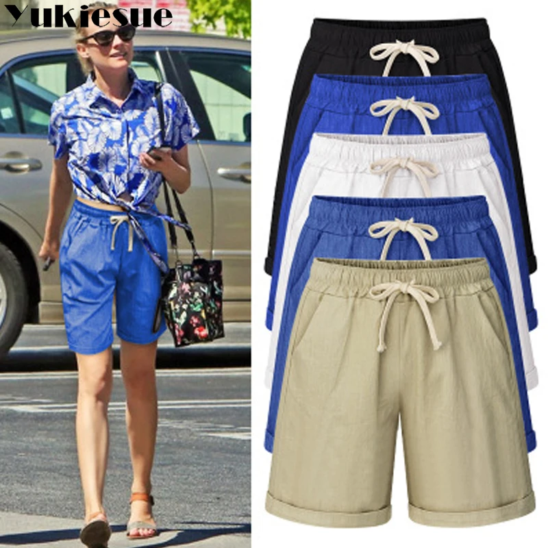 

shorts women short feminin femme 2018 summer style with high waist elastic loose solid harem shorts for women Plus size 5xl 6XL